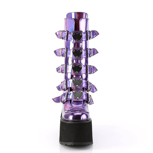 Demonia Swing-230 Purple Hologram Stiefel Herren D568-902 Gothic Halbhohe Stiefel Lila Deutschland SALE